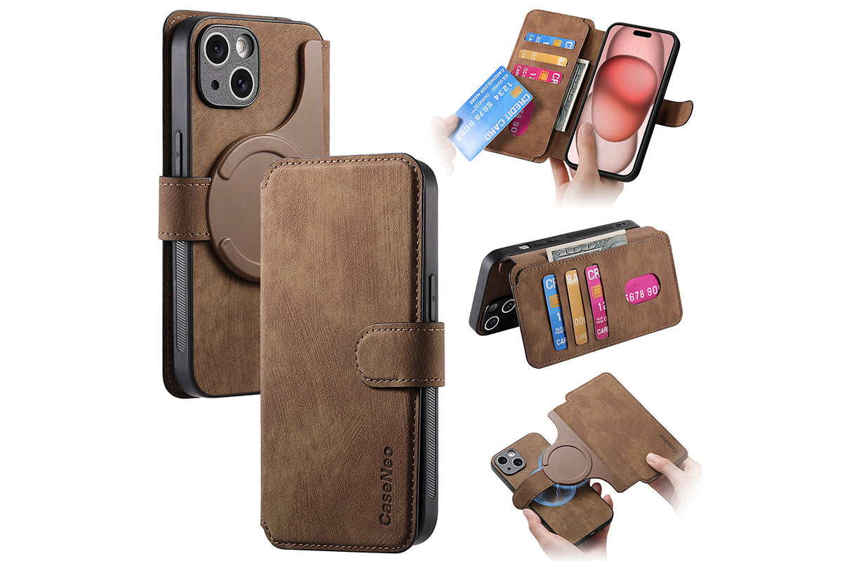 Magnetic Wallet Case for iPhone 17Series RFID Blocking Card Holder Phone Stand