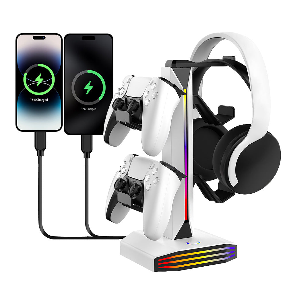 RGB Game Controller Holder Desktop Headset Stand With 9 Light Modes