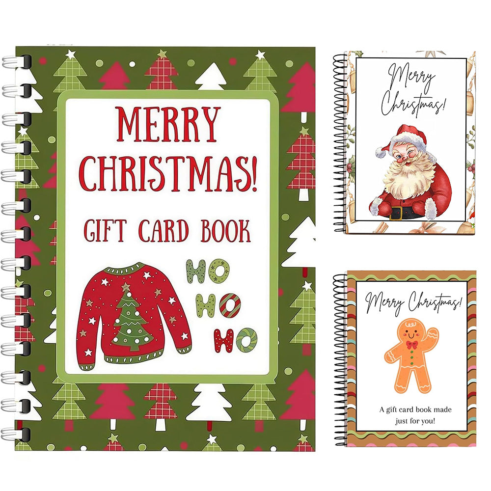 3 Piece Christmas Gift Card Money Holder Book Set for DIY Gifting