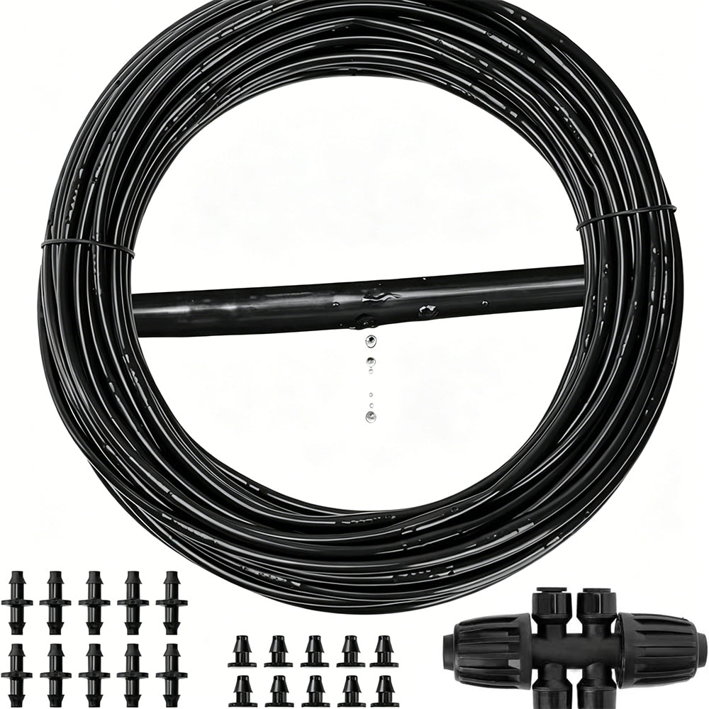 Irrigation Dripline Tubing 30m Roll with Built-In Emitters and 1/4 Fittings