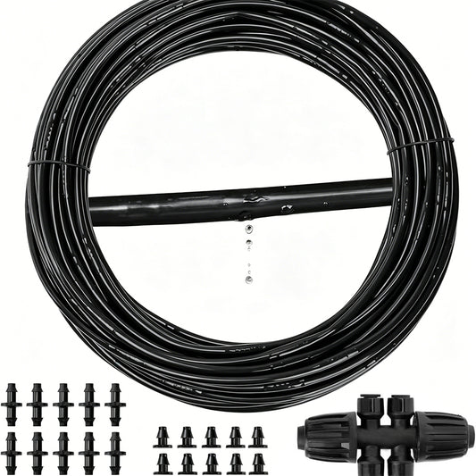 Irrigation Dripline Tubing 30m Roll with Built-In Emitters and 1/4 Fittings