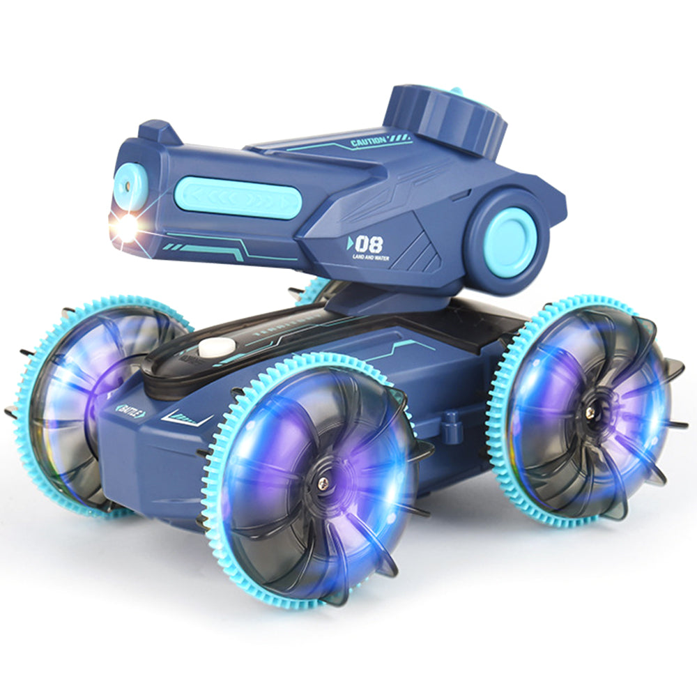 2.4GHz 4WD Amphibious Remote Control Stunt Car Boat with Water Gun Toy