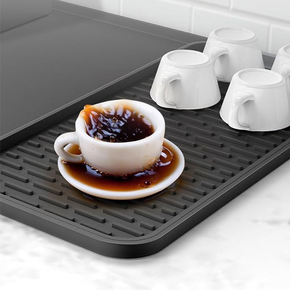 Silicone Coffee Mat Bar Mat with Detachable Dish Drying Mat for Coffee Maker Dish Rack