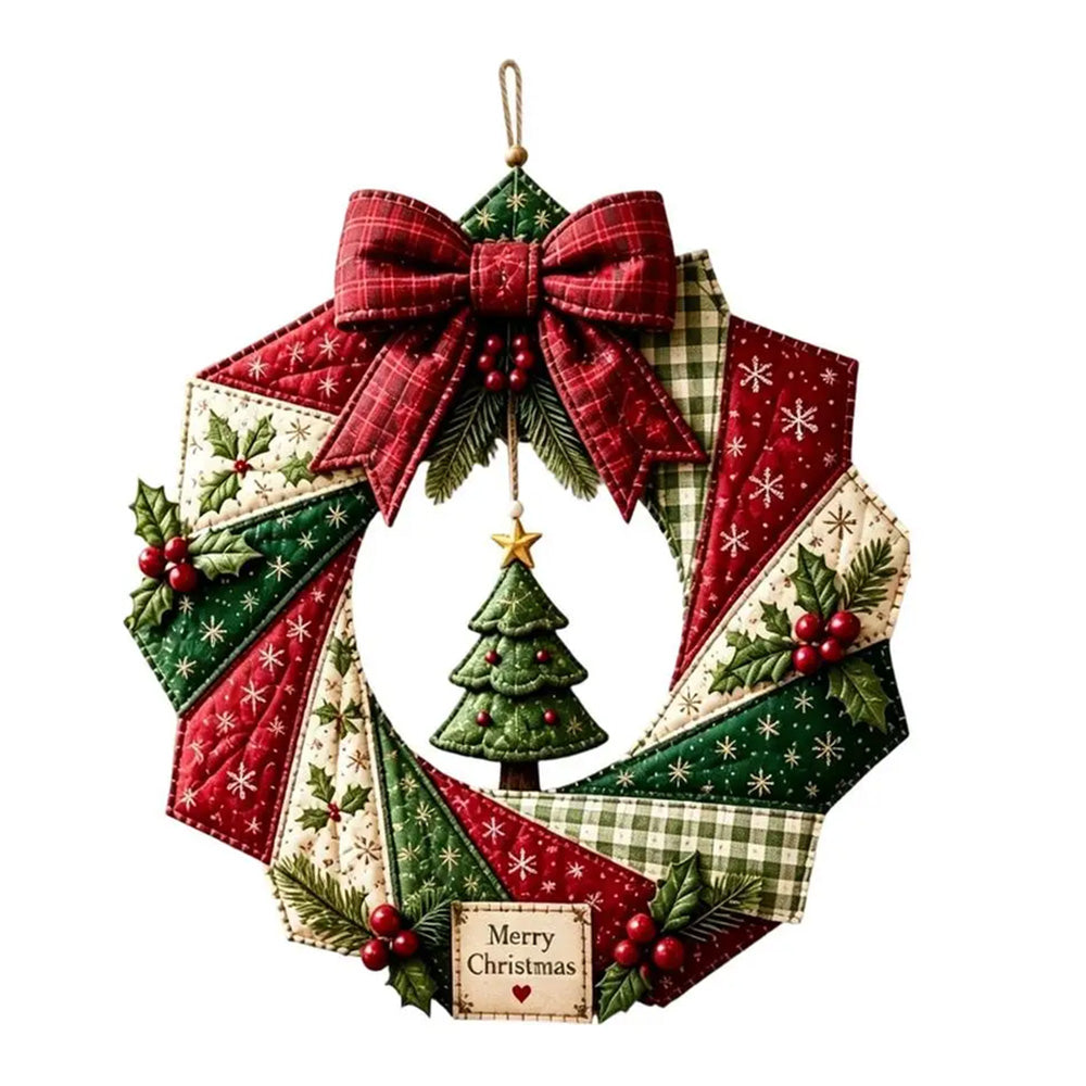 Christmas Quilted Wreath DIY Sewing Kit with Precut Fabric for Door Decor