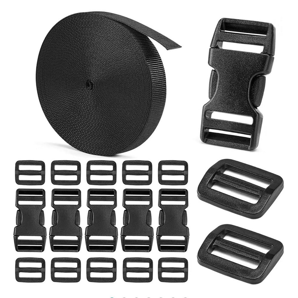 Buckle and Strap Kit Nylon Strap with Triglide Clips for Backpack Dog Collar