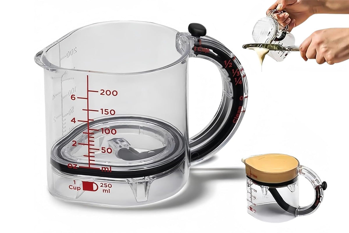 4-in-1 Adjustable Measuring Cup for Baking Cooking with Scraper Base