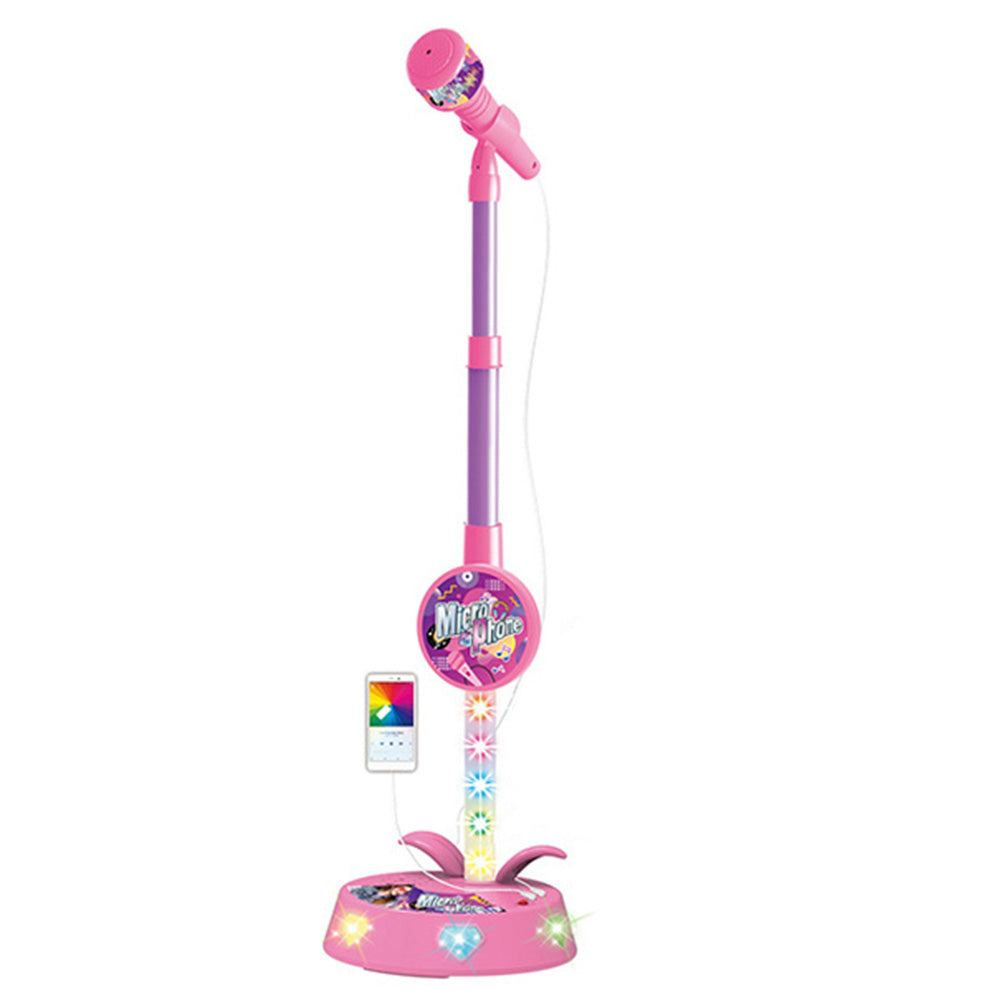 Adjustable Karaoke Microphone Toy with Stand and Flashing Lights for Youngsters