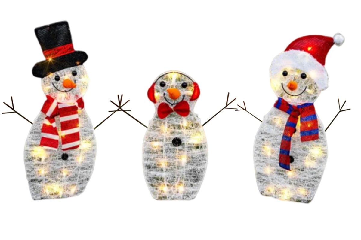 Snowman Yard Stakes Acrylic Outdoor 3-Piece  Christmas Decoration