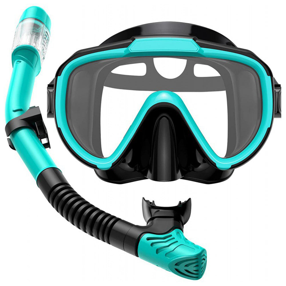Diving Mask Anti-Fog Panoramic View Snorkel Dry Top Snorkeling Gear for Adults