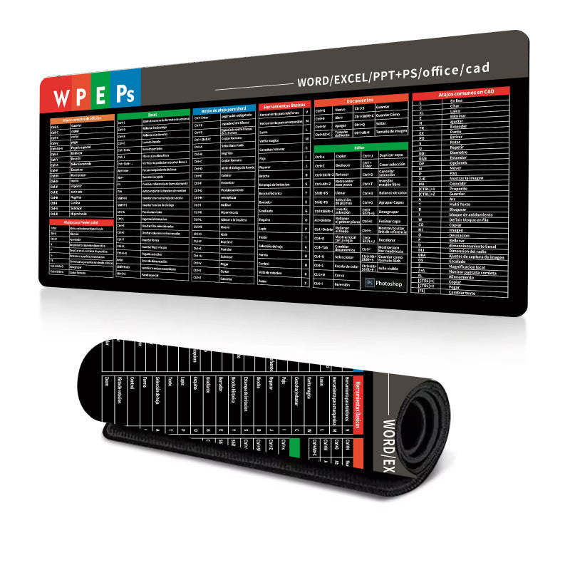 90 x 40 Excel Cheat Sheet Mouse Pad Desk Mat for Gaming Office