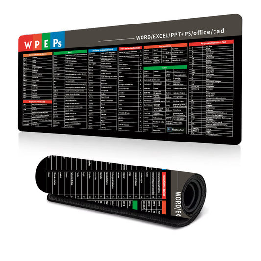 90 x 40 Excel Cheat Sheet Mouse Pad Desk Mat for Gaming Office