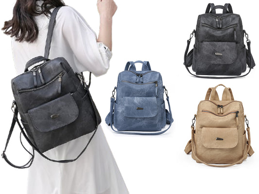 Women's Anti-Theft PU Leather Travel Backpack