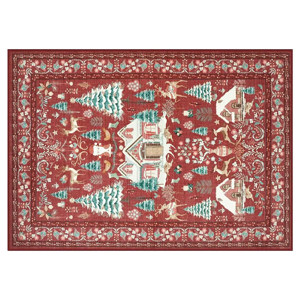 Vintage Christmas Crystal Velvet Area Rug Living Room Floor Mat-Style 1