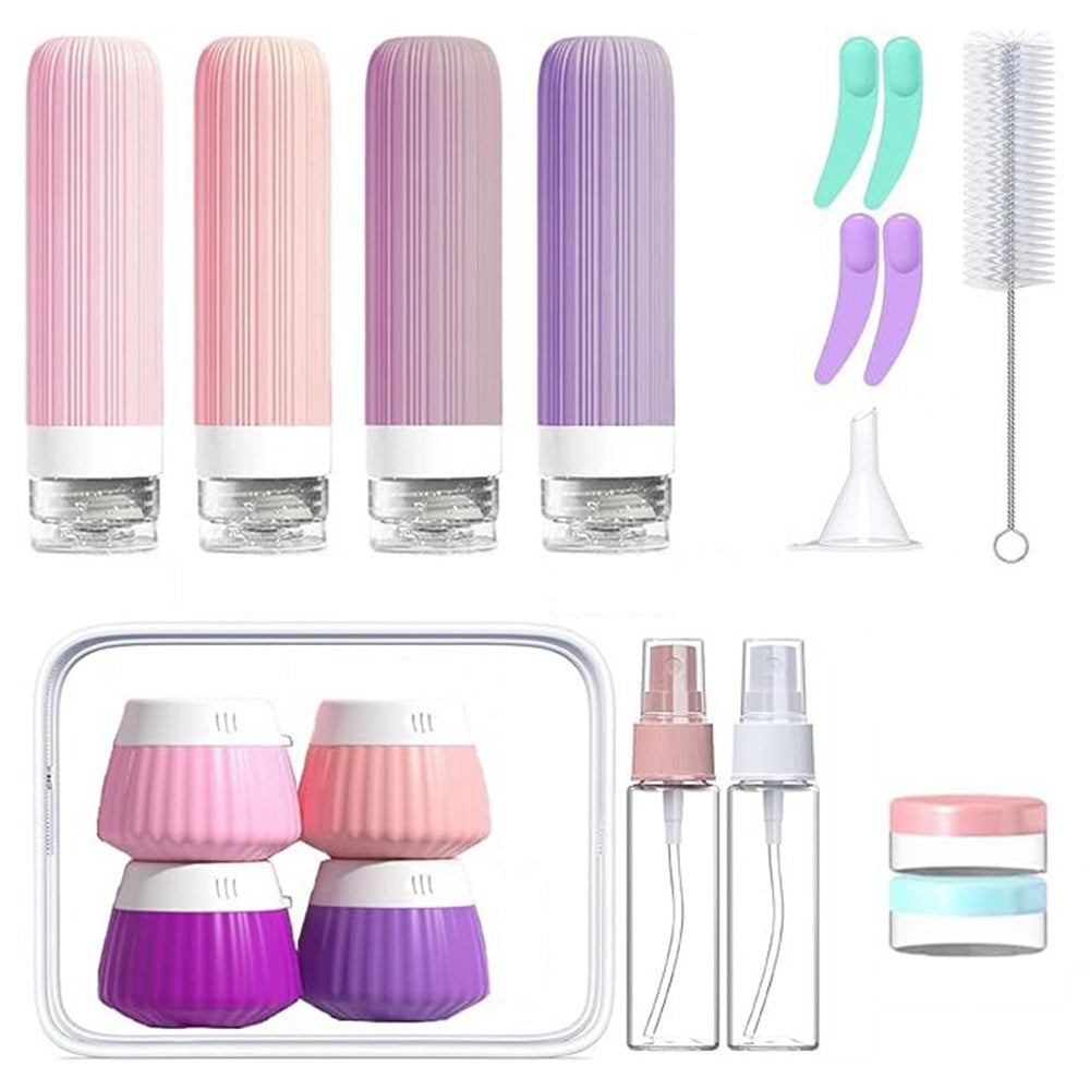 18 Piece Silicone Leak Resistant Travel Toiletry Bottle Set