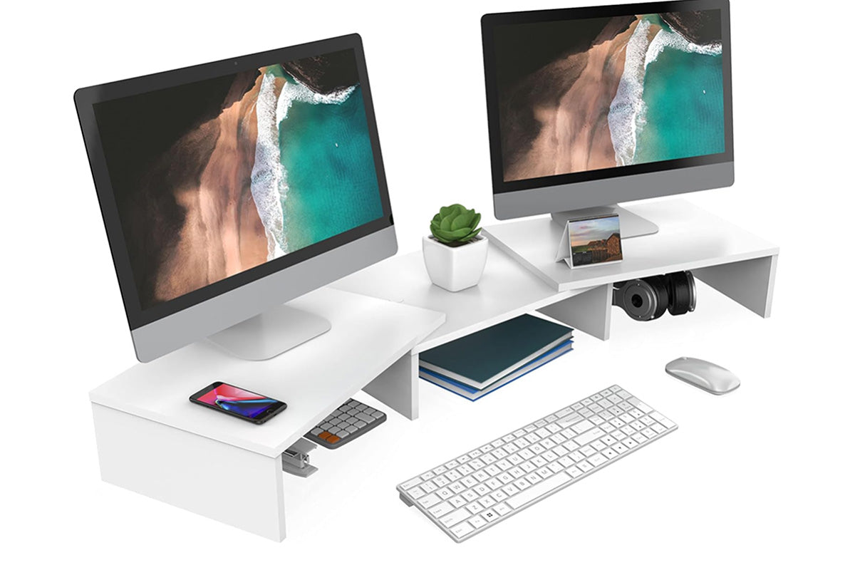 Dual Monitor Stand Riser Adjustable Computer Monitor Stand for Books iMac Laptop