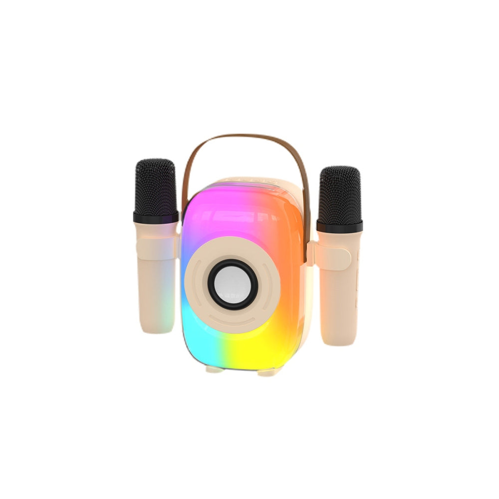 Mini Karaoke Machine Toy Portable Bluetooth Karaoke Speaker with 2 Wireless Microphones