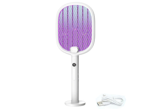Electric Mosquito Swatter with Digital Display and White Light Flashlight Fly Killer Bug Zapper Racket Bug Zapper