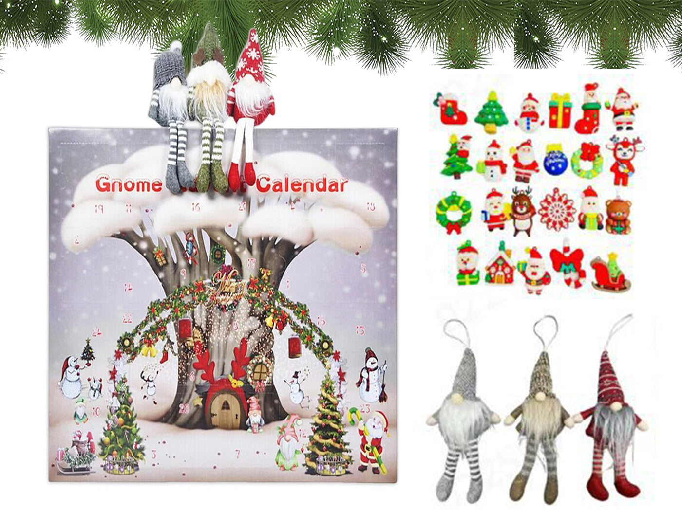 24 Days Christmas 3D Statues Advent Calendar with Gnome Plush Toy