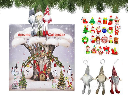 24 Days Christmas 3D Statues Advent Calendar with Gnome Plush Toy
