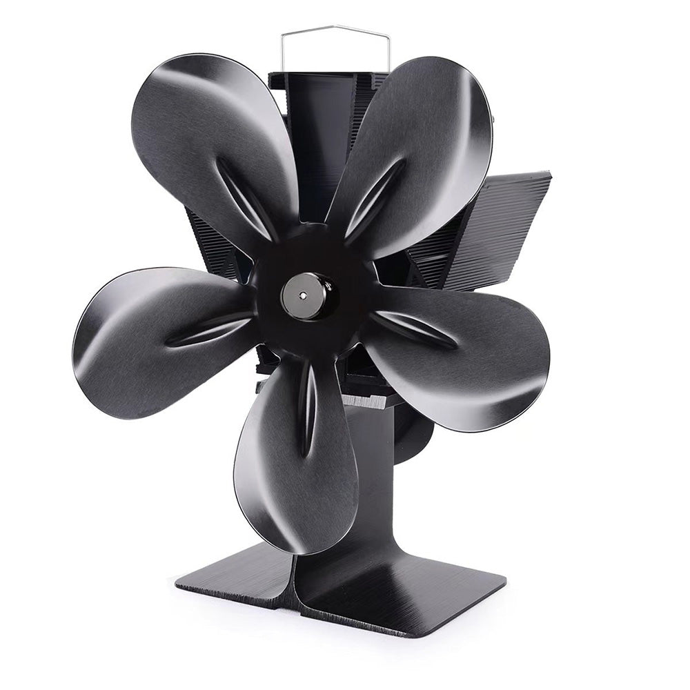 5-Blade Fireplace Fan Heat Self-Powered Wood Stove Top Burner