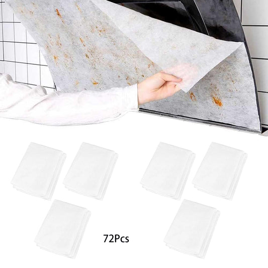 72Pcs Range Hood Filter Paper Non-woven Oil-absorbing Paper