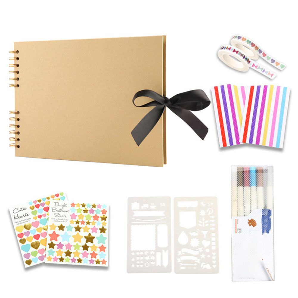 29x21.5CM DIY Photo Album 80 Pages Black Scrapbook Set