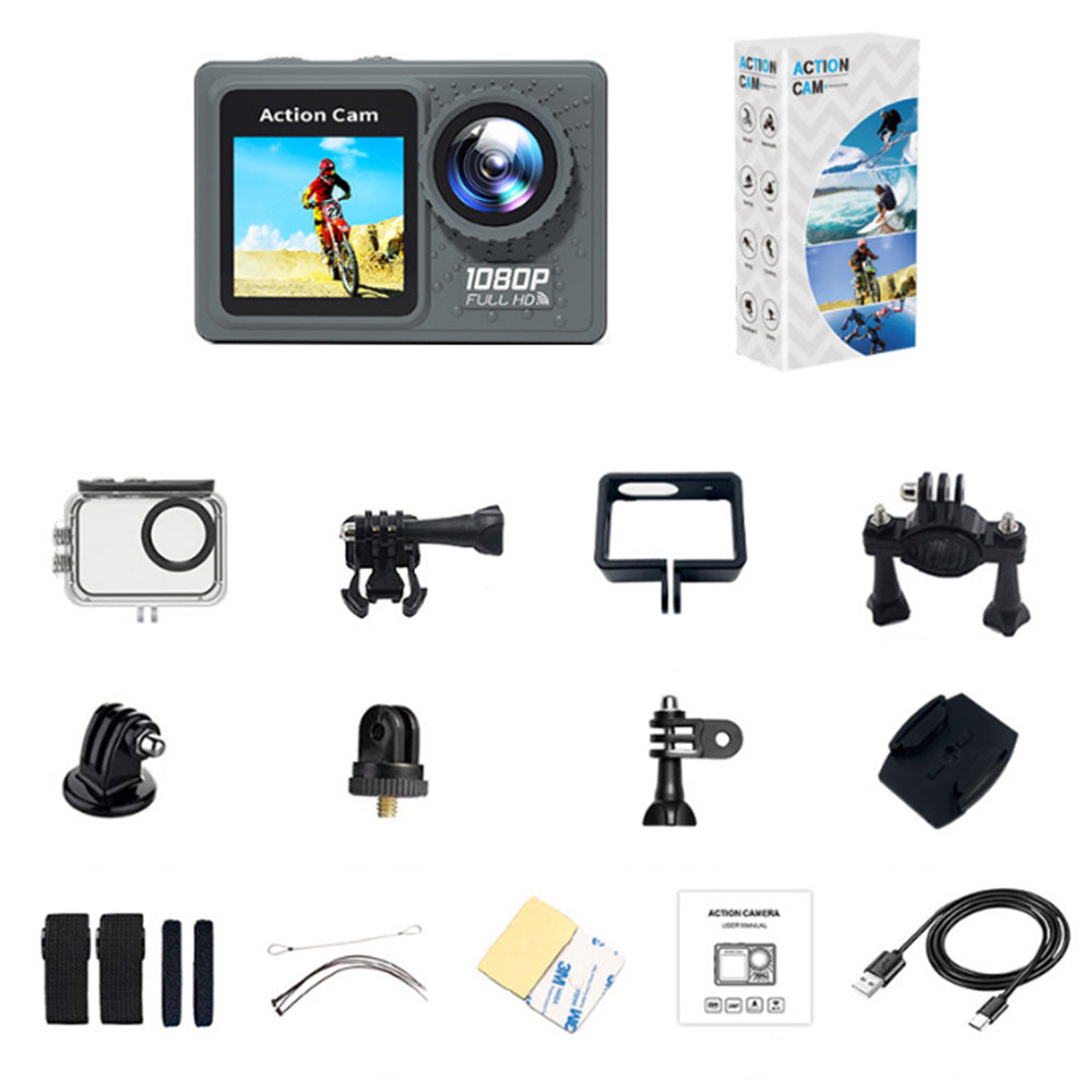 Water-Resistant Sports Underwater Camera HD 1080P Recorder Camcorder with 32G TF Card