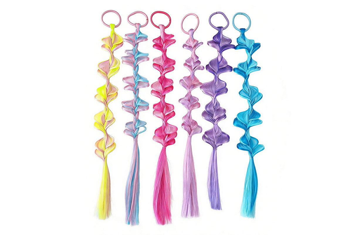 6pcs Girls Braided Hair Extensions Cute Ponytail Accessories for Daily Wear