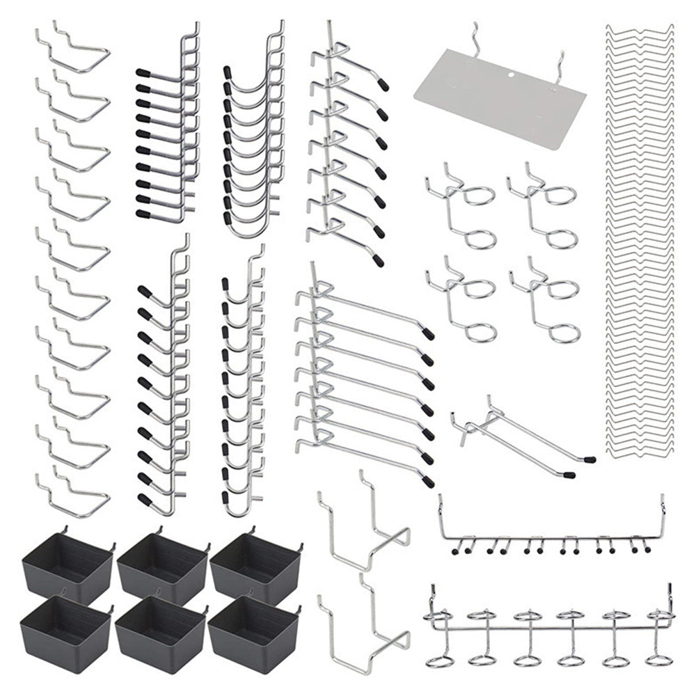 140Pcs Pegboard Hook Set with Brackets Bins Trays Wall Organizer for Garage Workshop