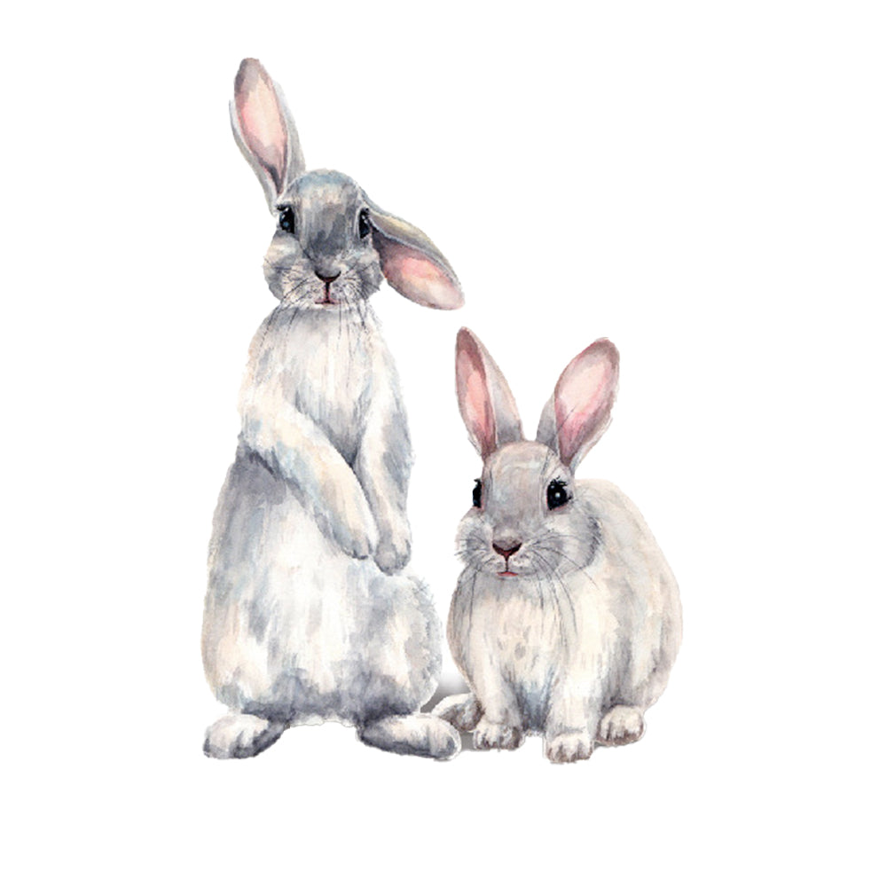 Cartoon Lovely Cute Two Murals Rabbits Wall Stickers