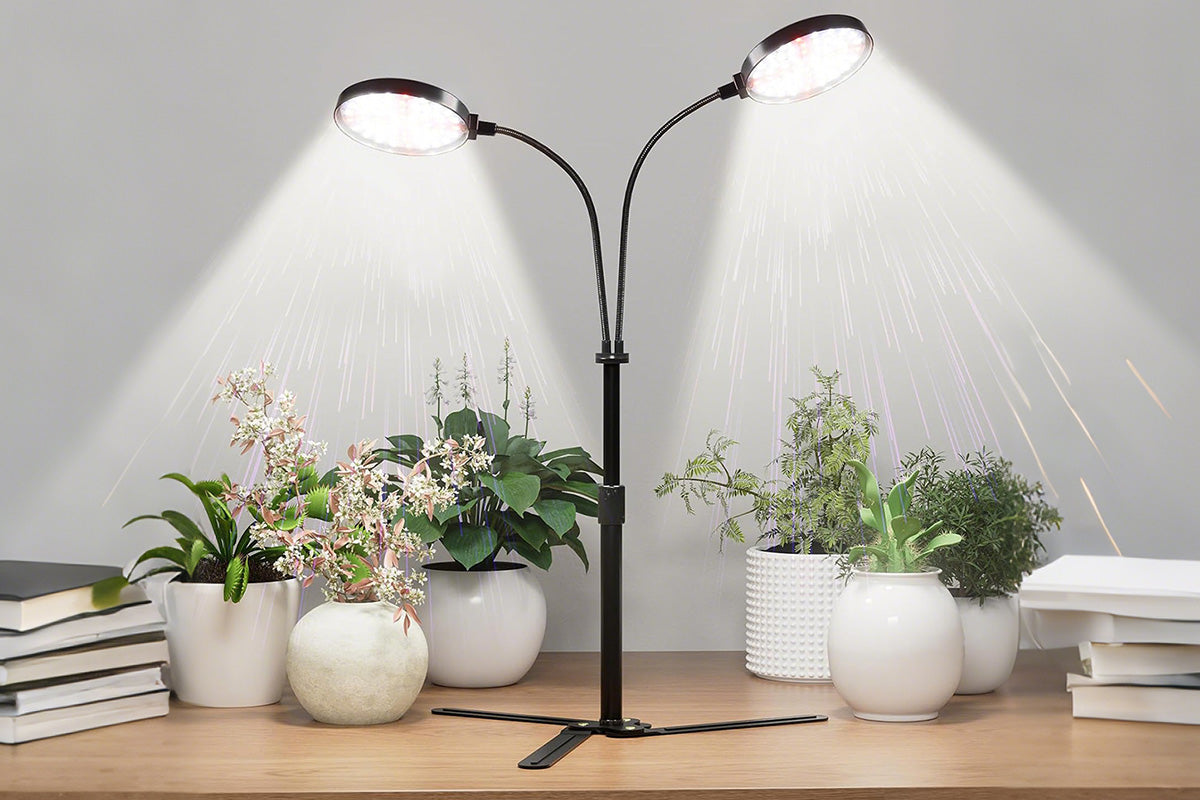 LED Grow Light Dual Head Full Spectrum Adjustable Plant Lamp for Indoor Plants