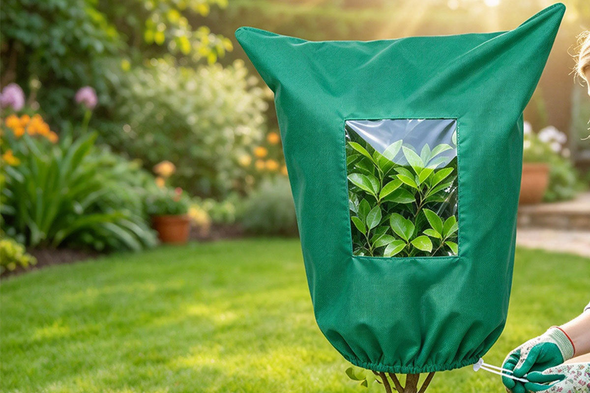 2Pcs Plant Frost Protection Cover with Zip Viewing Window Drawstring Winter Jacket