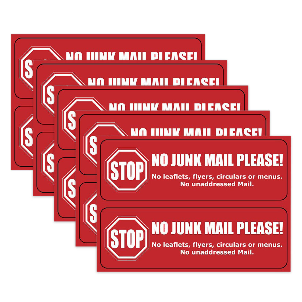 10 Pack Self Adhesive No Junk Mail Mailbox Stickers for Home and Office