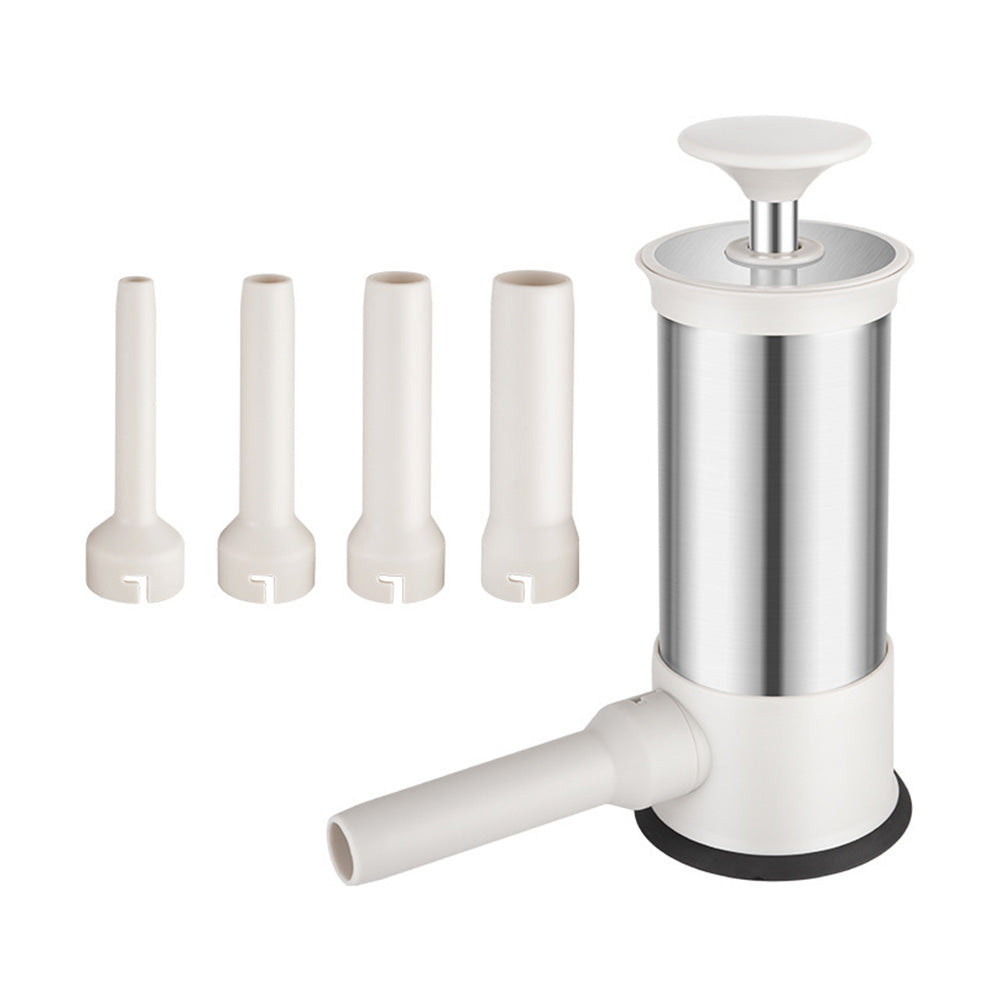 Stainless Steel Sausage Stuffer with 4 Tubes Manual Meat Stuffer for Home