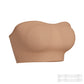 Women Strapless Wirefree Bandeau Bra with Removable Shoulder Straps-Beige