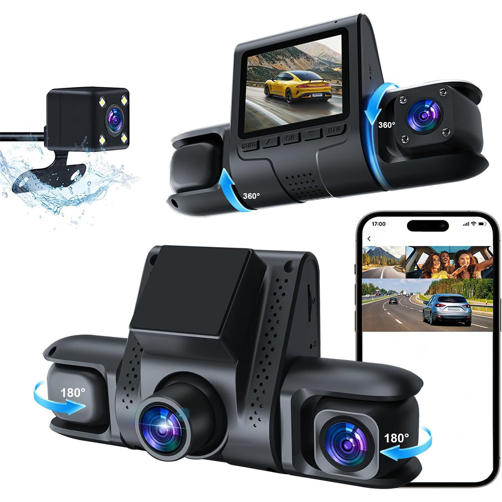 4 in 1 Dash Cam 1080P Front and Rear Left Right Camera 2.4 inch Screen with Night Vision