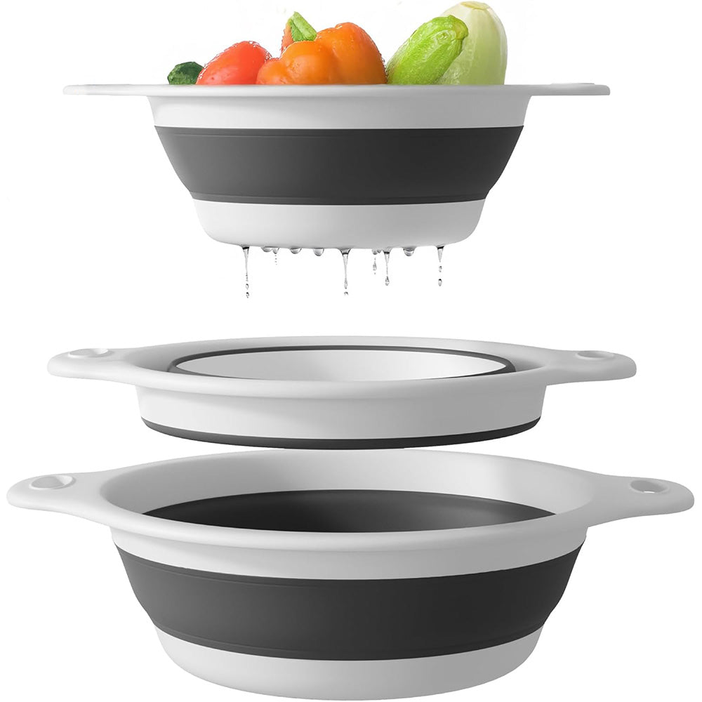 3 Piece Foldable Colander Set for Kitchen Use