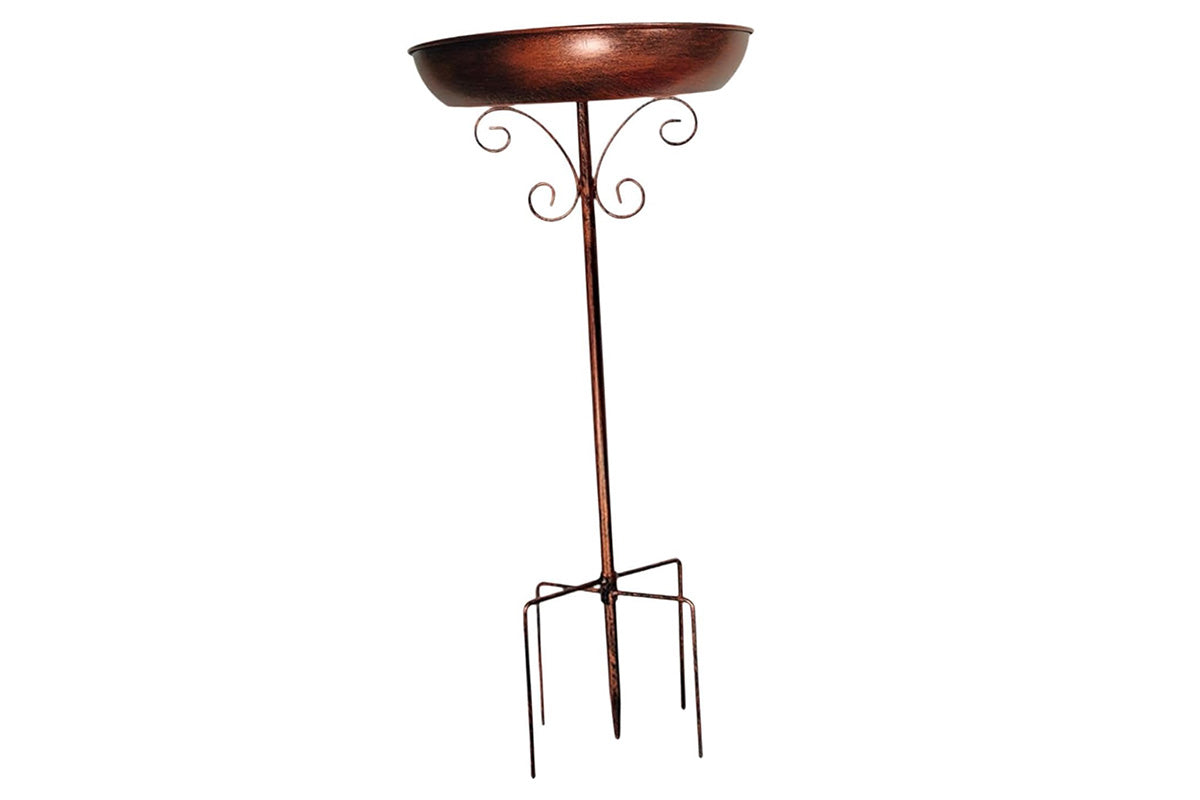 Vintage Metal Bird Bath & Feeder Bowl Weather-Resistant Garden Stand for Outdoor Yard Decor