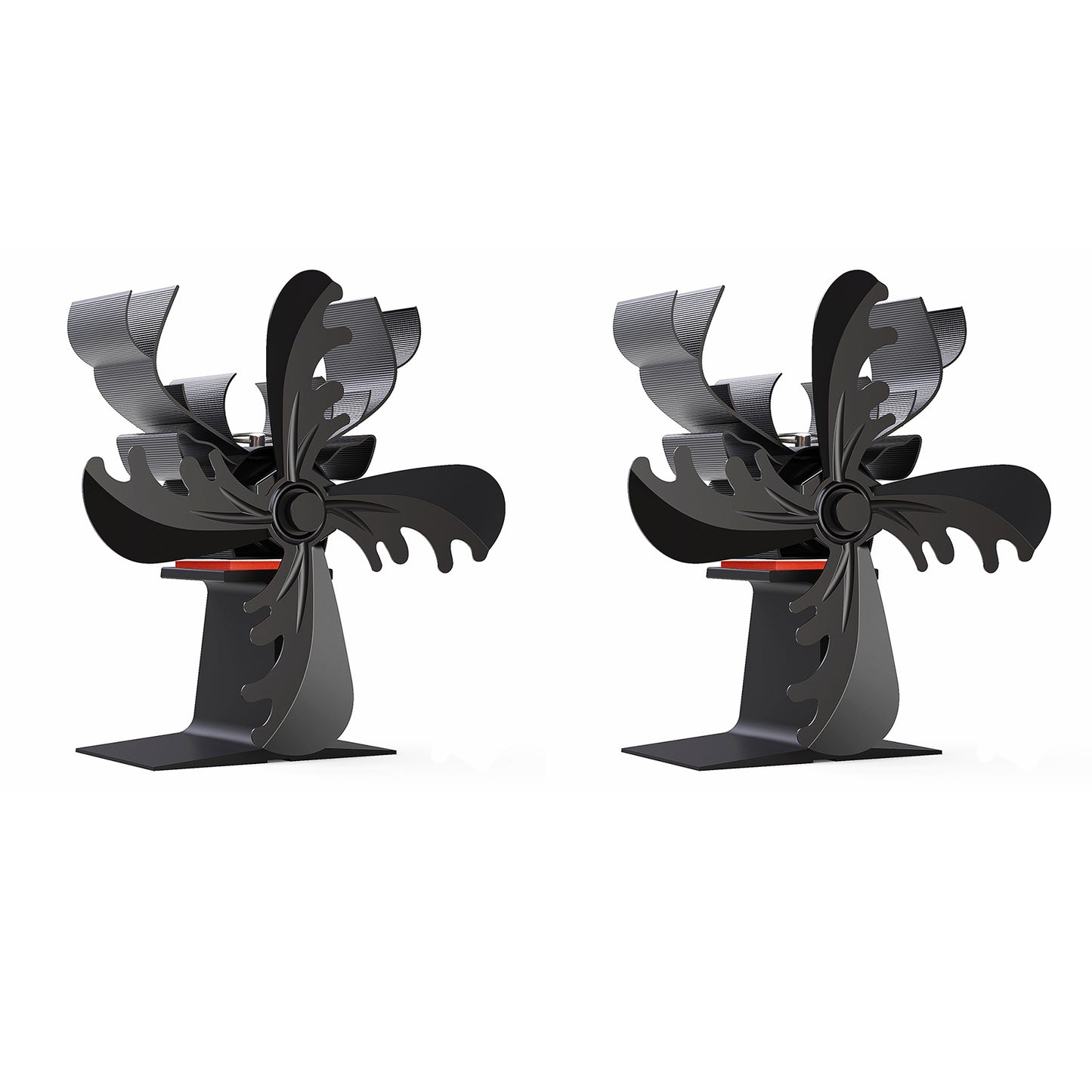 2Pcs 4 Blade Warmer Self-Powered Fireplace Stove Fan