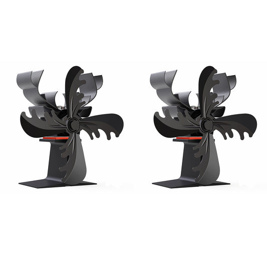 2Pcs 4 Blade Warmer Self-Powered Fireplace Stove Fan