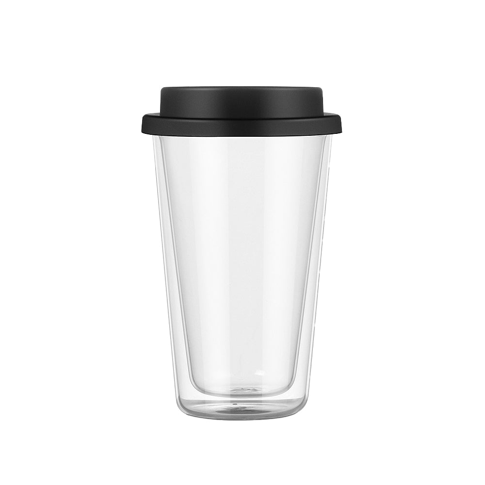 Double Walled Glass Coffee Mug Drinking Coffee Cup with Silicone Lid
