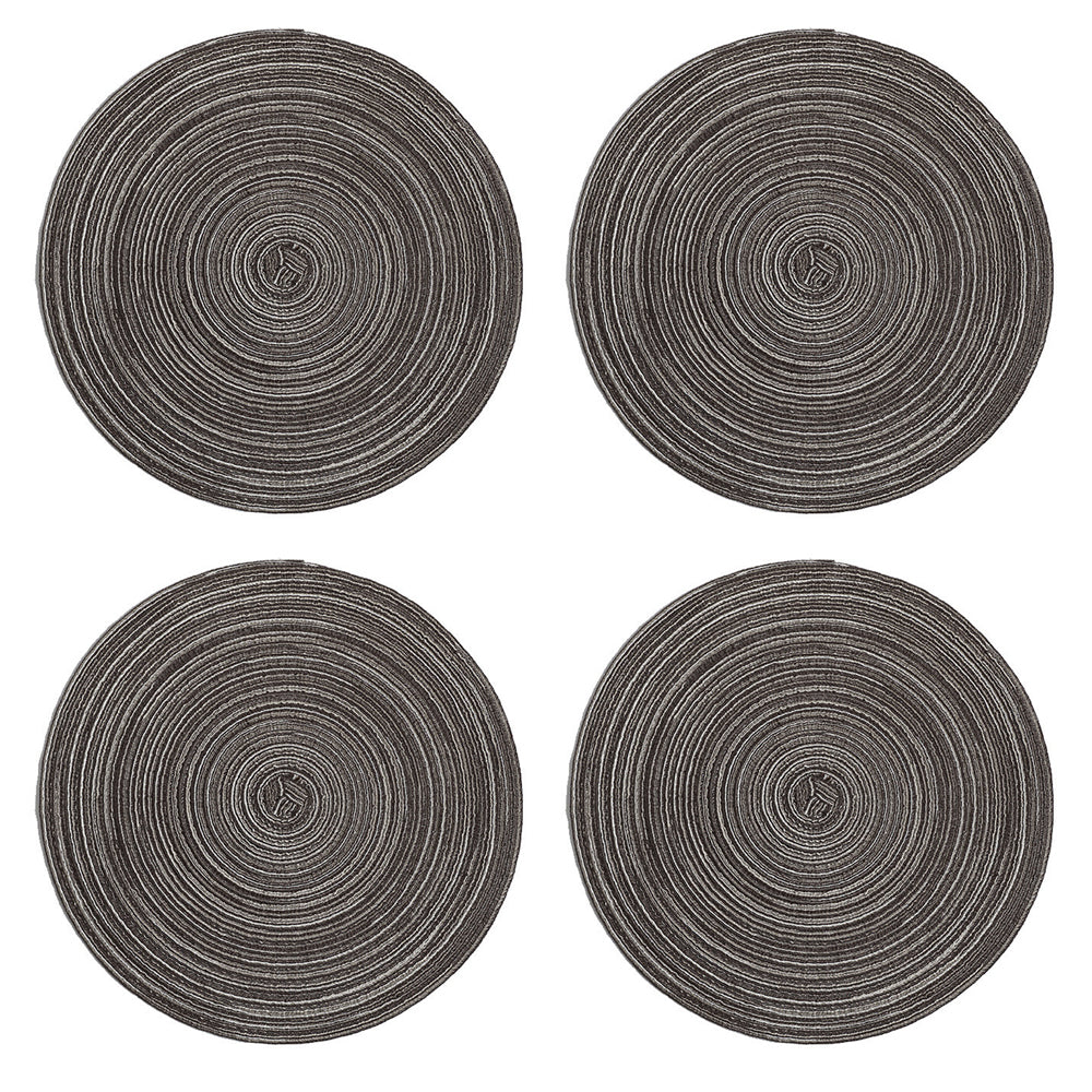 Round Braided Placemats Set of 4 Washable Place Mats for Dining Tables