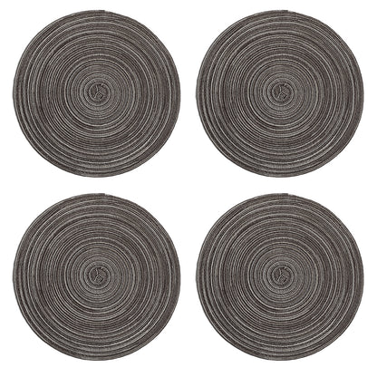 Round Braided Placemats Set of 4 Washable Place Mats for Dining Tables