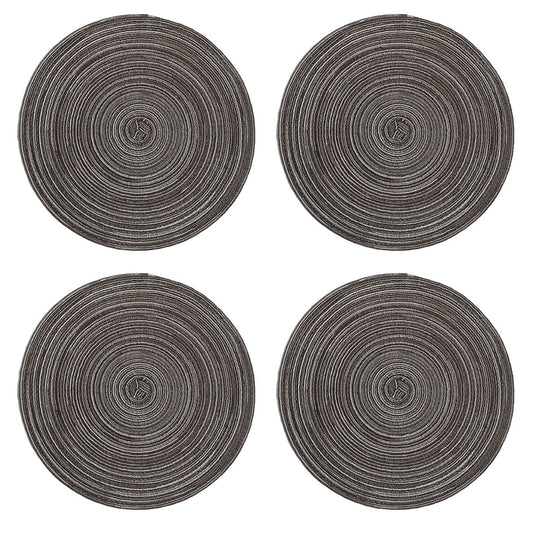 Round Braided Placemats Set of 4 Washable Place Mats for Dining Tables