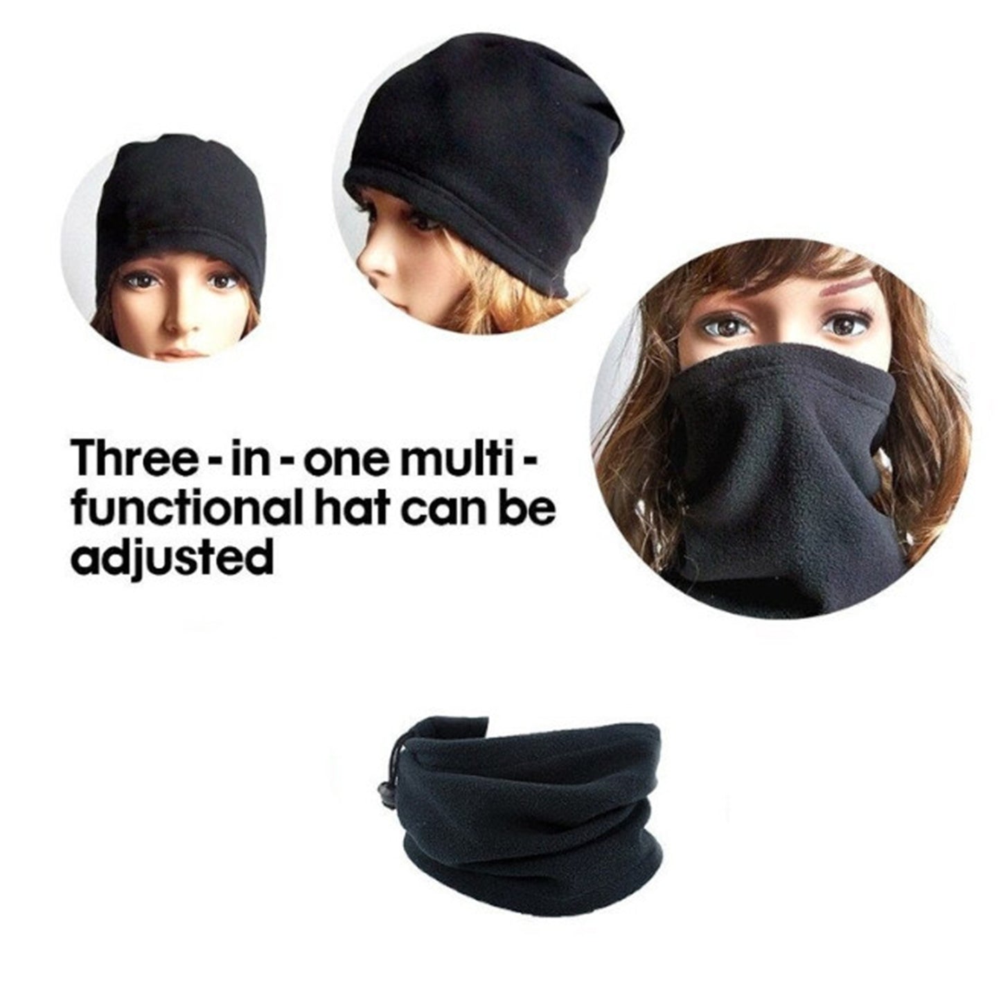 2Pcs Unisex Polar Fleece Neck Warmer 3 In 1 Multifunctional Scarf