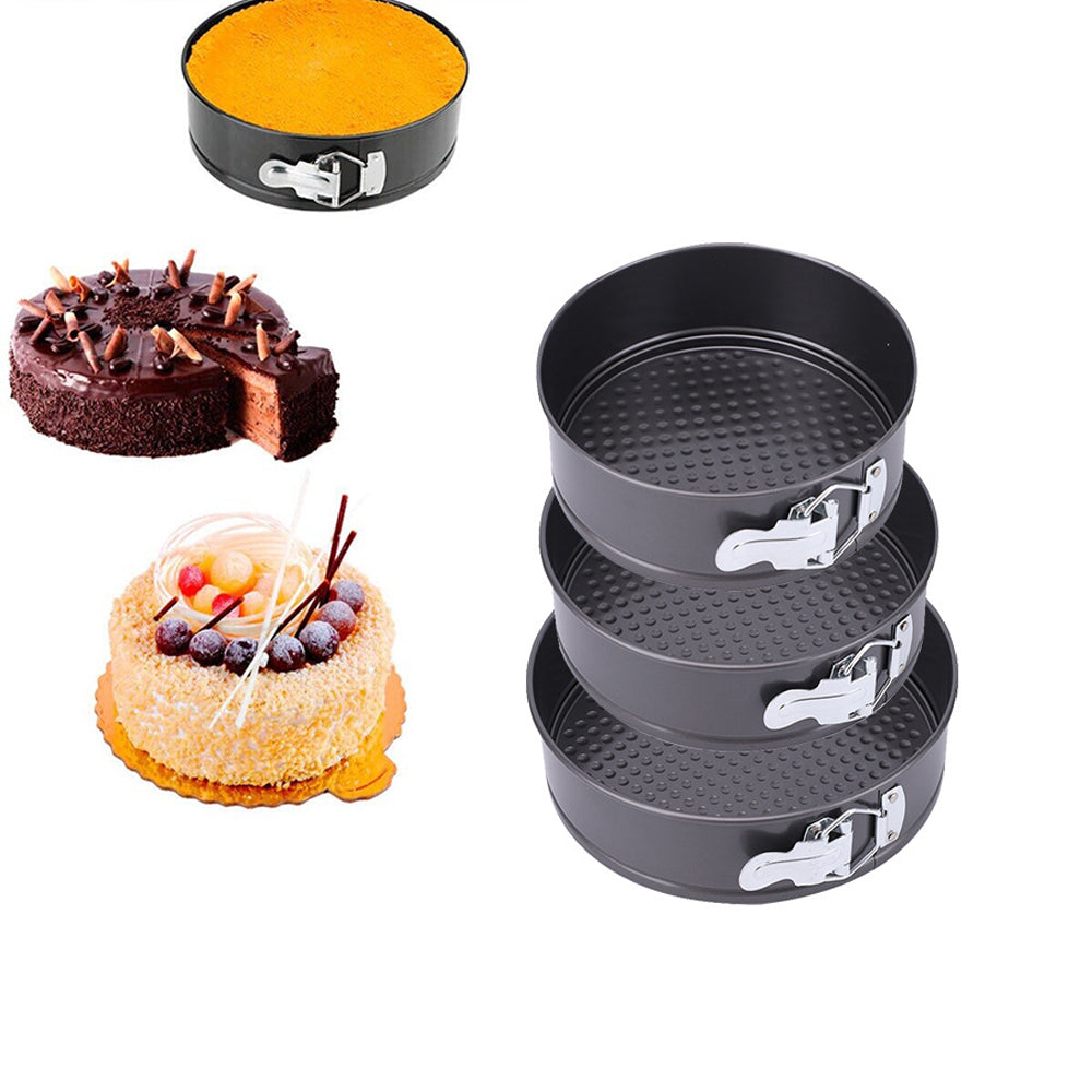 3Pcs Round Springform Cake Pan Set with Clasp