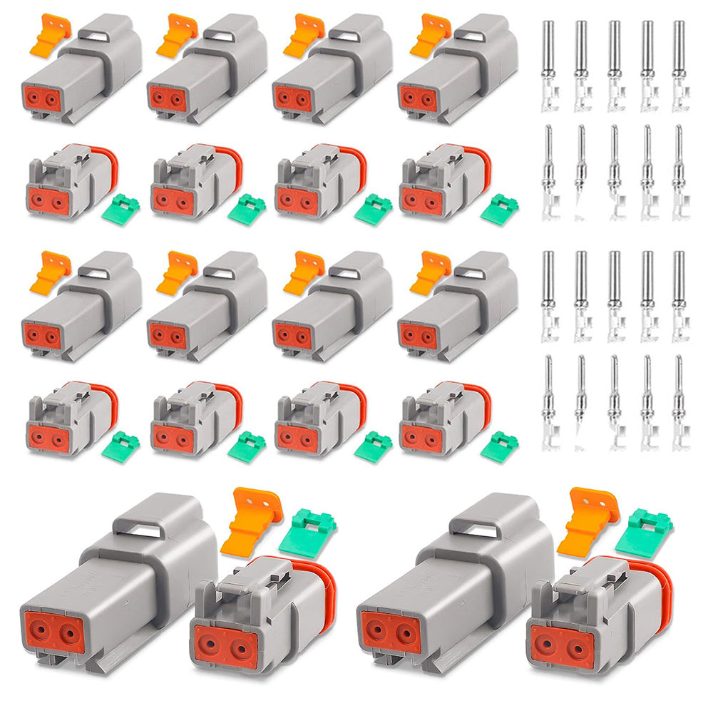 10 Kit 2 Pin Connectors for DT Deutsch Water-resistant Automotive Electrical Connector for Car