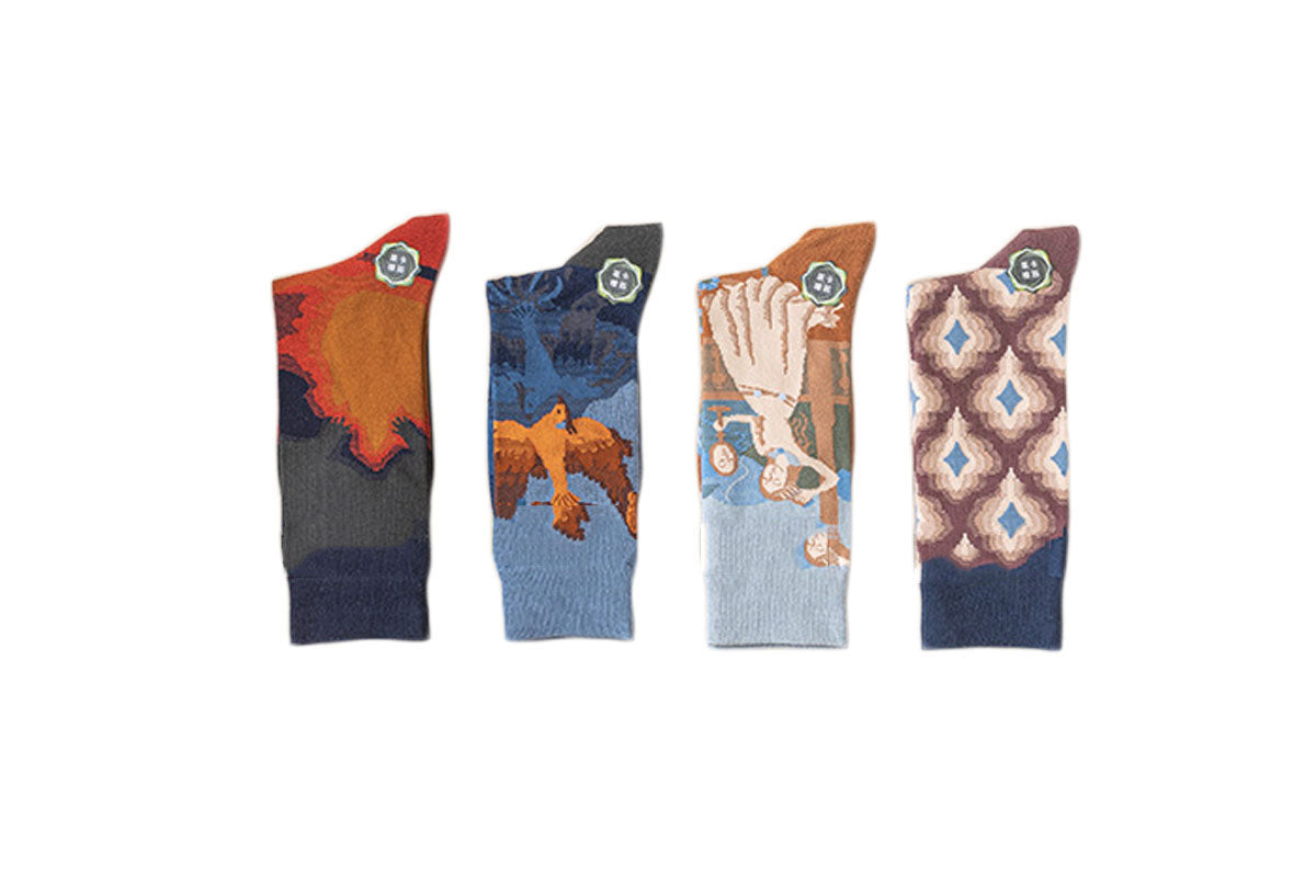 4 Pairs Women Novelty Crew Socks