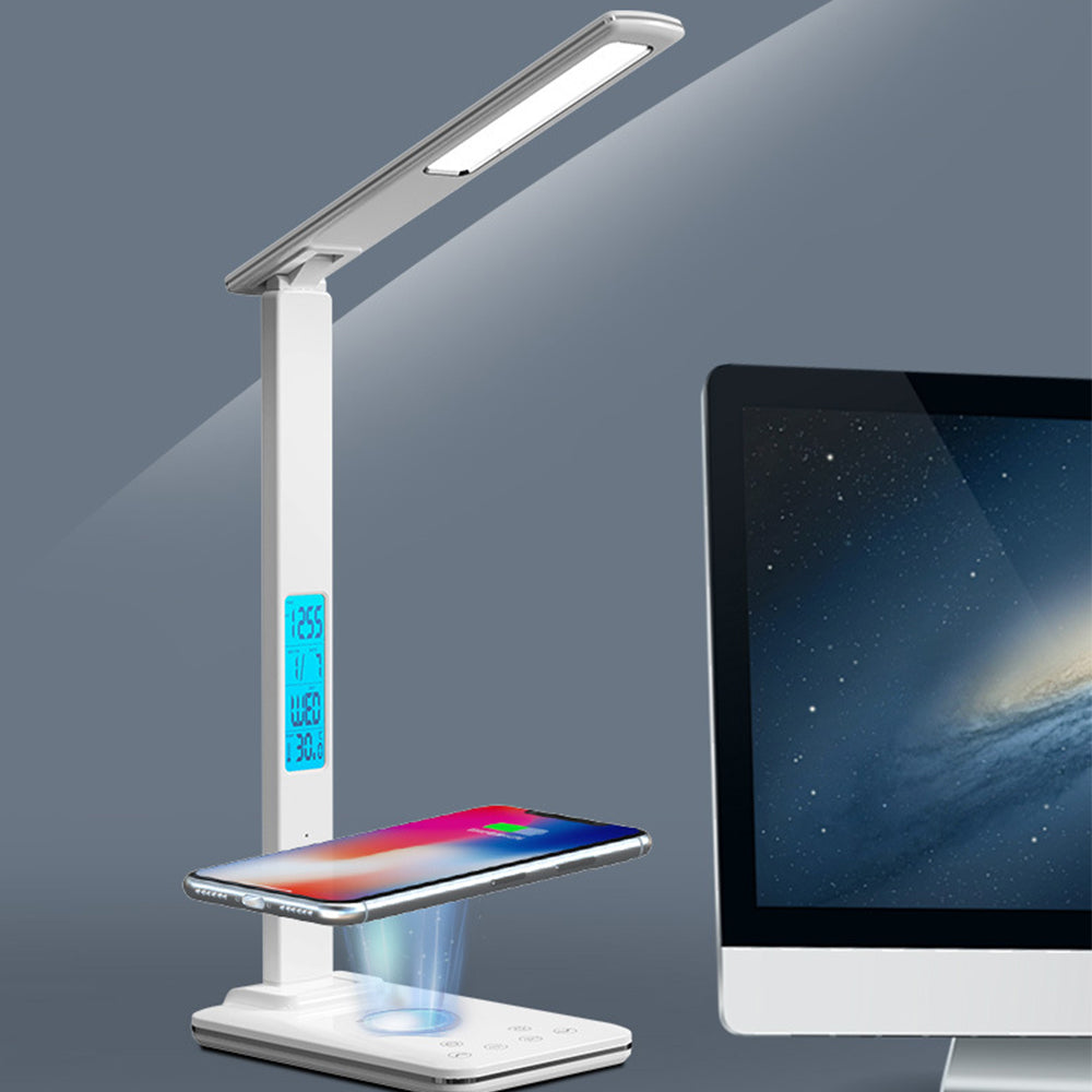 Foldable Desk Lamp with Wireless Charger USB Port and Digital Clock