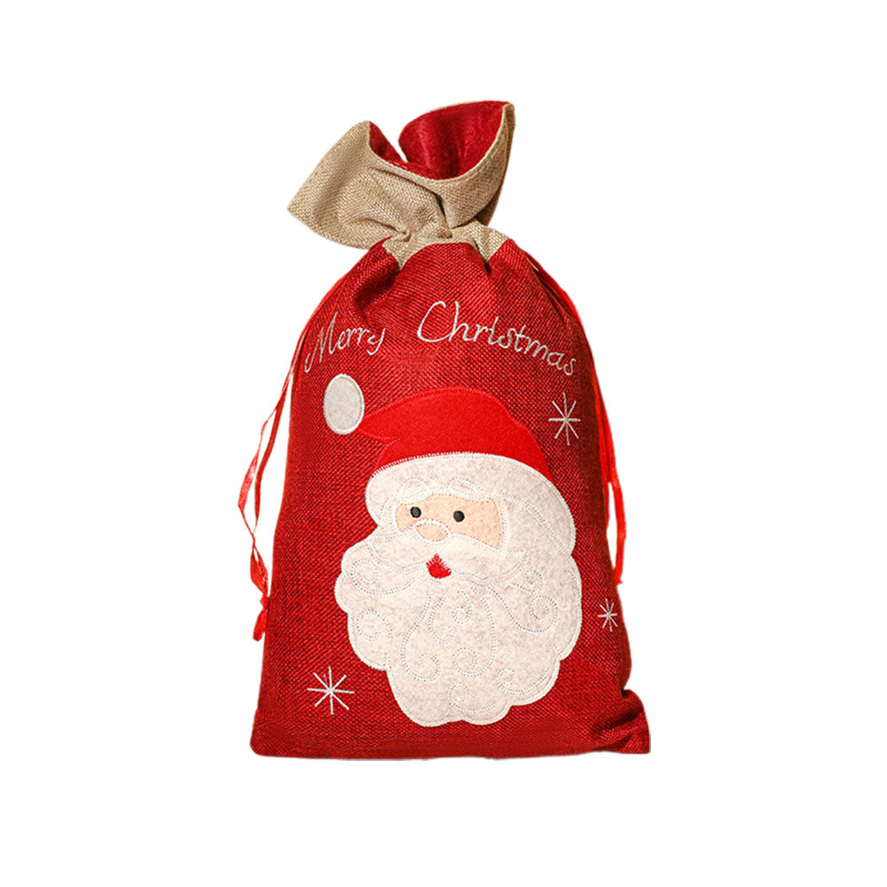 Xmas Sack Bag Christmas Burlap Stocking Gift Bag -Style 1